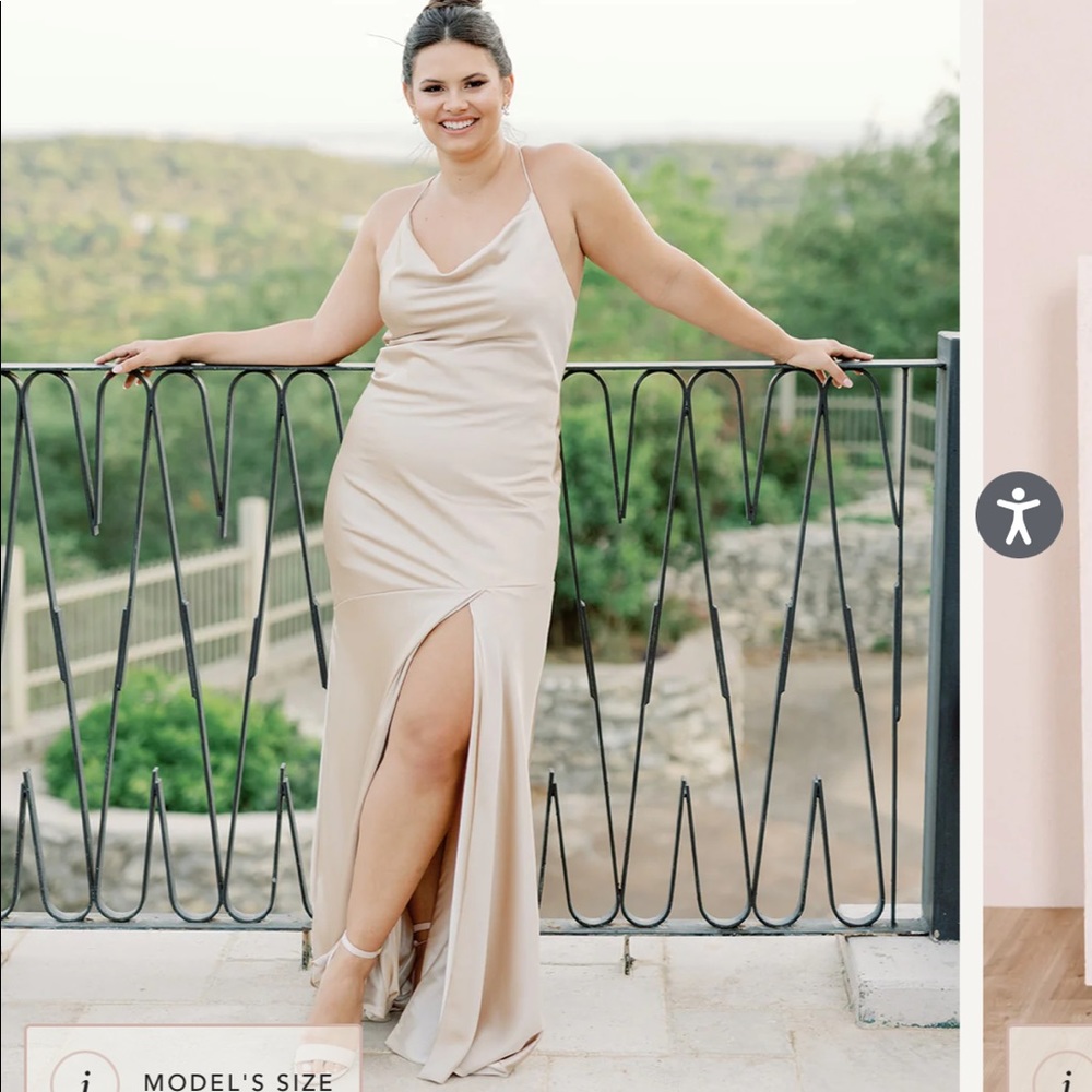Revelry Kimora Dress in Gold Champagne Satin